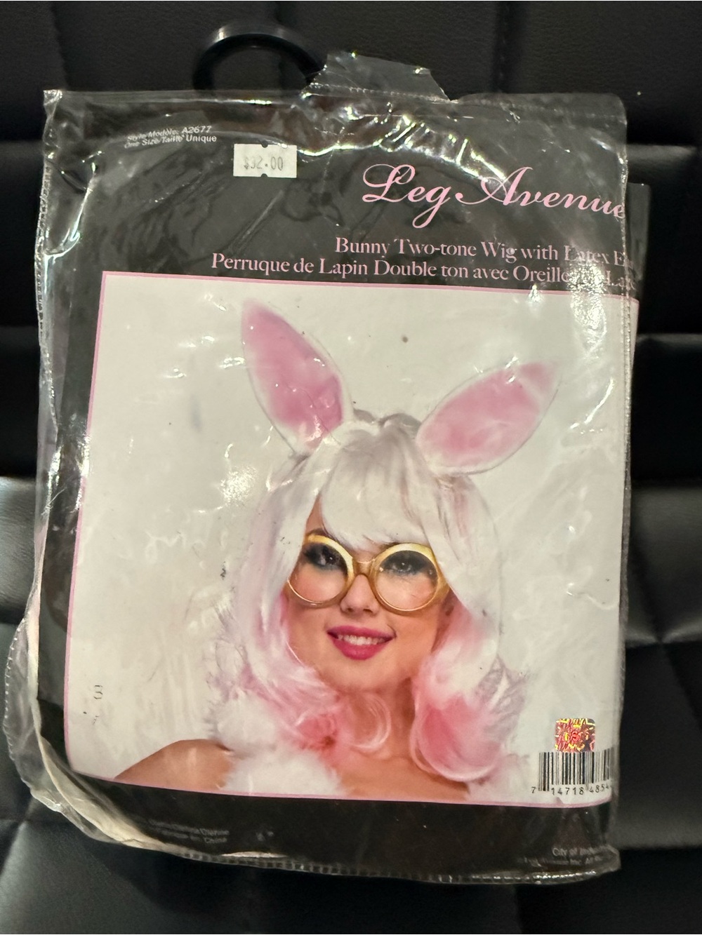 Leg Avenue White and Pink Bunny Wig with Attached Ears Halloween Costume